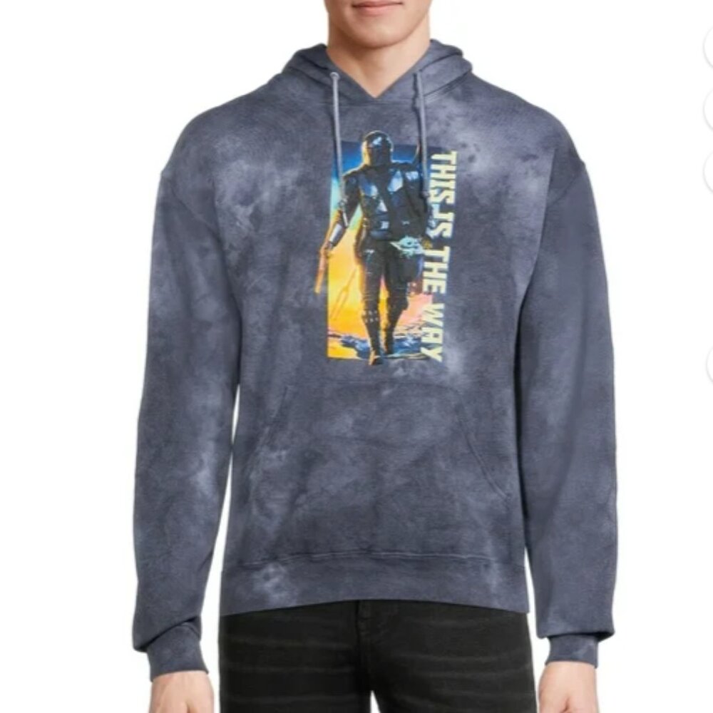 Star Wars Mandalorian Men's Tie Dye Hoodie Sweatshirt Size Medium